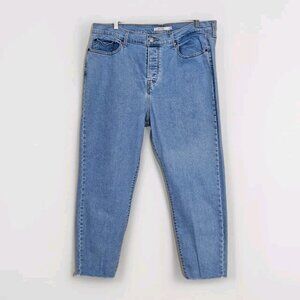 Levi's Jeans Womens 20W  Blue High Waist Tapered Cropped Raw Hem Wedgie Skinny